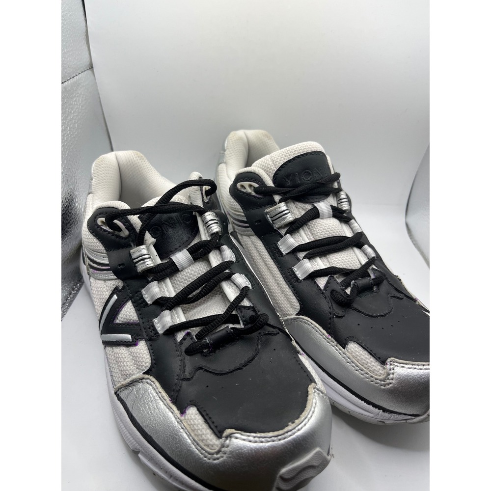 Vionic‎ Walk 2.0 Women's Size 7.5 Black White Silver Athletic Sneakers